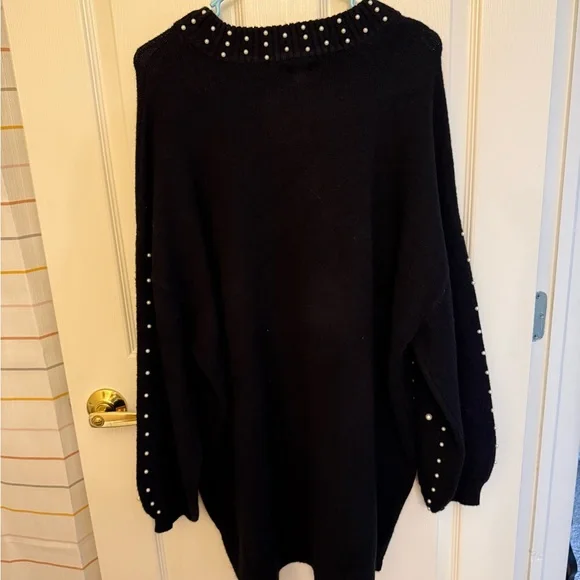 Francesca's Collections Black Pearl-Studded Dress - Picture 2 of 3